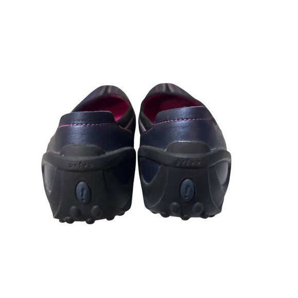 Clarks Privo 9 Leather Slip On Comfort Walking Flats Navy Blue Pink Womens Shoes - Picture 5 of 7